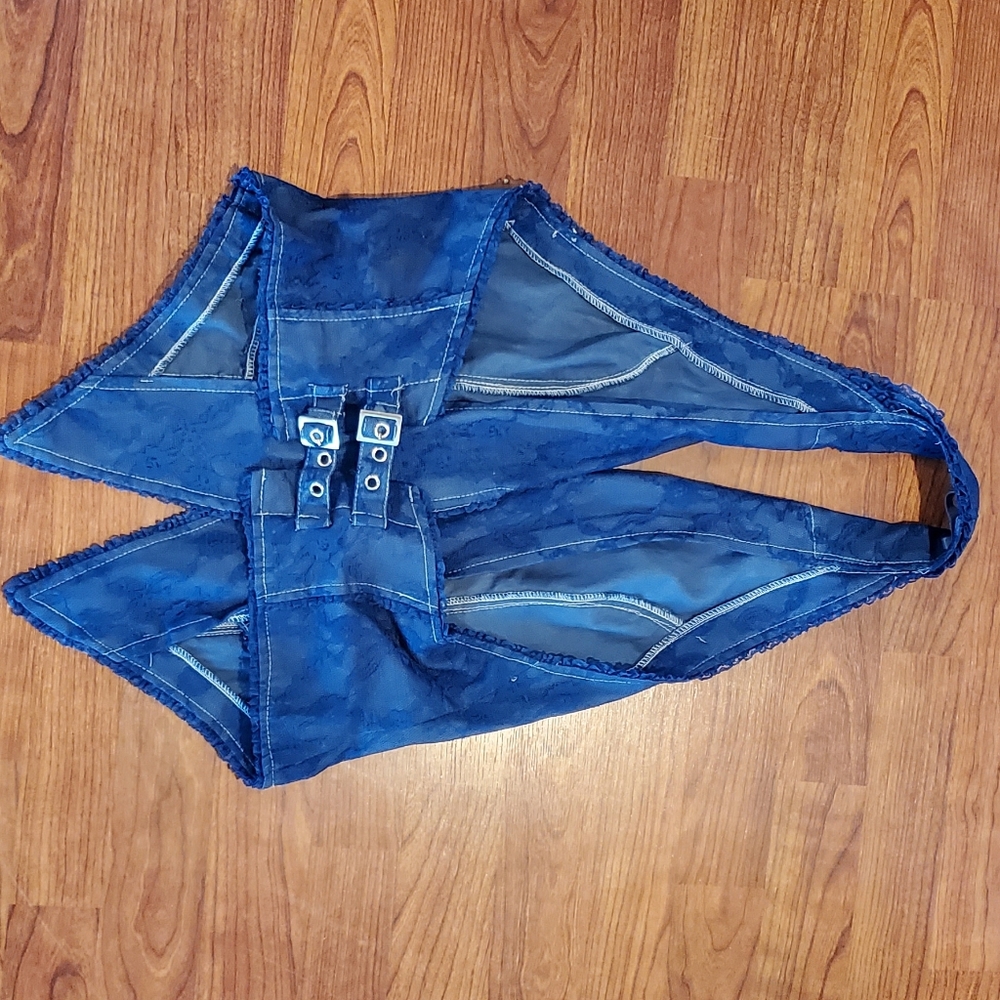 Gothic Lolita Punk Royal Blue Lace Halter Vest M